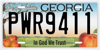 GA license plate PWR9411