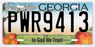 GA license plate PWR9413