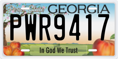 GA license plate PWR9417