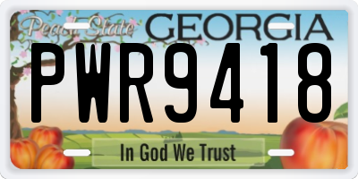 GA license plate PWR9418