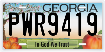 GA license plate PWR9419