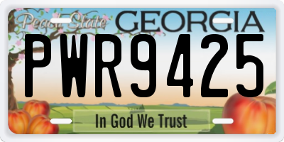 GA license plate PWR9425