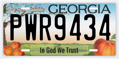 GA license plate PWR9434
