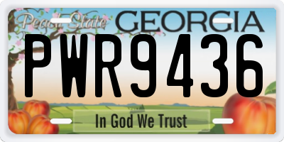 GA license plate PWR9436