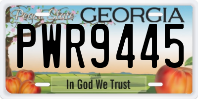 GA license plate PWR9445