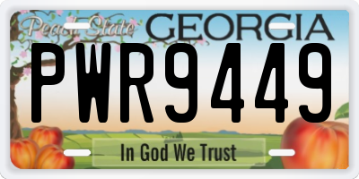 GA license plate PWR9449