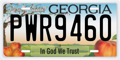 GA license plate PWR9460