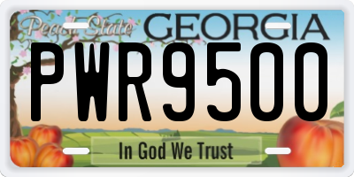 GA license plate PWR9500