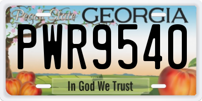 GA license plate PWR9540