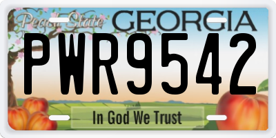 GA license plate PWR9542