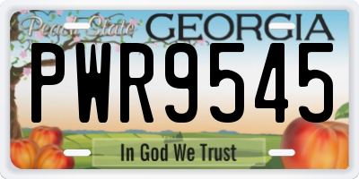 GA license plate PWR9545
