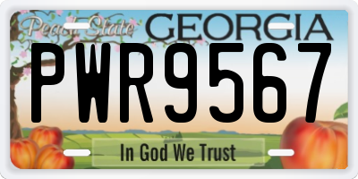 GA license plate PWR9567