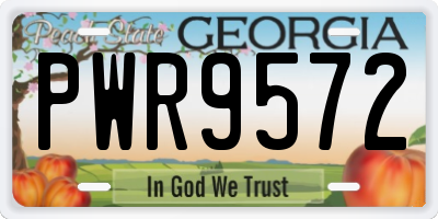 GA license plate PWR9572