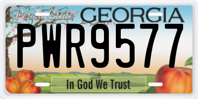 GA license plate PWR9577
