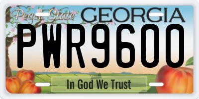 GA license plate PWR9600