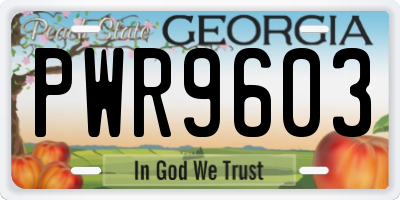 GA license plate PWR9603