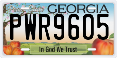 GA license plate PWR9605