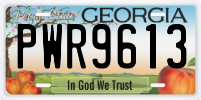 GA license plate PWR9613