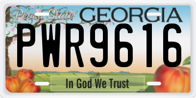 GA license plate PWR9616