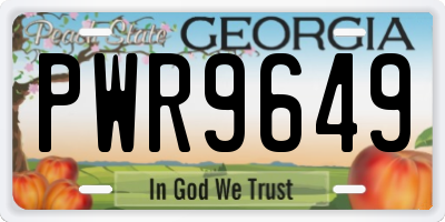 GA license plate PWR9649