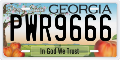 GA license plate PWR9666