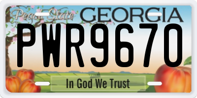 GA license plate PWR9670