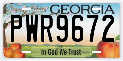 GA license plate PWR9672