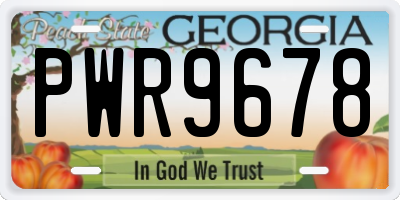 GA license plate PWR9678