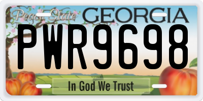GA license plate PWR9698