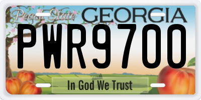 GA license plate PWR9700