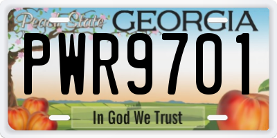 GA license plate PWR9701