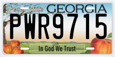 GA license plate PWR9715