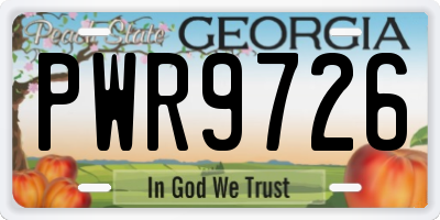 GA license plate PWR9726