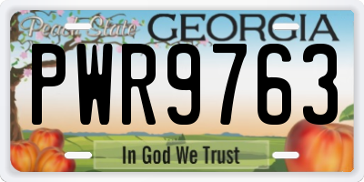 GA license plate PWR9763