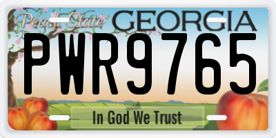 GA license plate PWR9765