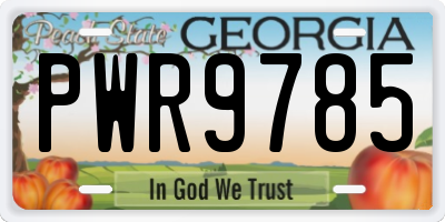 GA license plate PWR9785