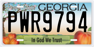 GA license plate PWR9794