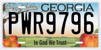 GA license plate PWR9796