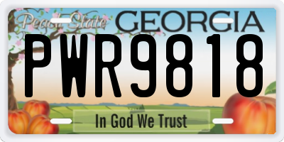 GA license plate PWR9818