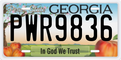 GA license plate PWR9836
