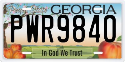 GA license plate PWR9840