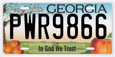 GA license plate PWR9866