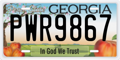 GA license plate PWR9867
