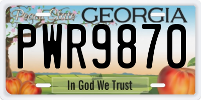 GA license plate PWR9870