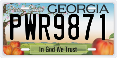 GA license plate PWR9871