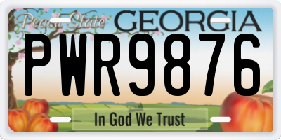 GA license plate PWR9876