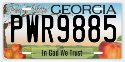 GA license plate PWR9885