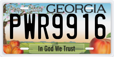 GA license plate PWR9916