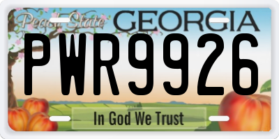 GA license plate PWR9926