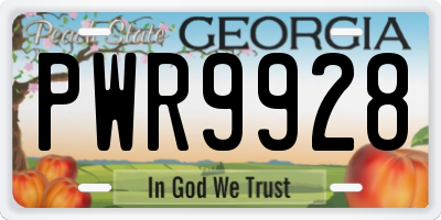 GA license plate PWR9928